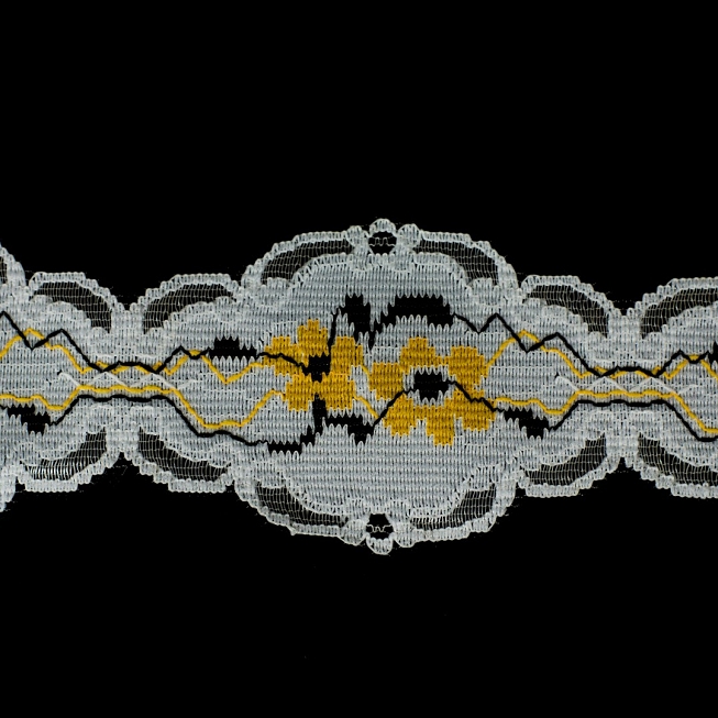 45mm White & Yellow Floral Lace, 170m